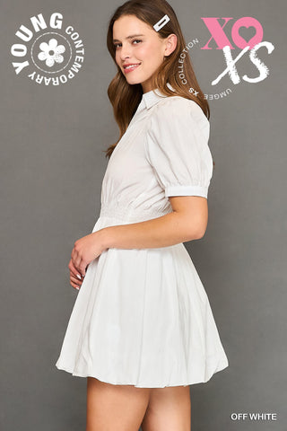 Puff Sleeve Smocked Waist Mini Dress