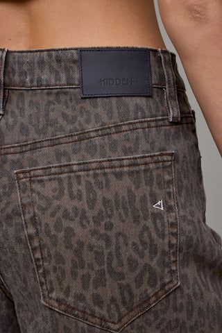 HIDDEN Nightfall Leopard Denim Shorts