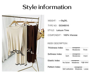 Women's Casual Solid Color Knitted Long-sleeved Sweater and Pants Set