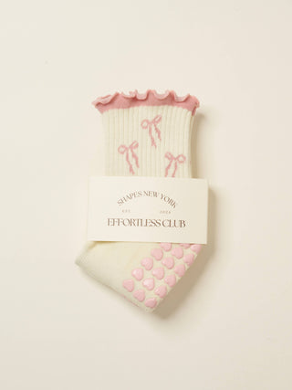 Bow Ruffle Grip Socks