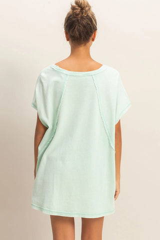 Oversized V-Neck Mineral Washed Top