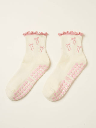 Bow Ruffle Grip Socks