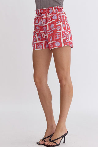 Printed high waisted shorts