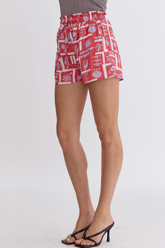 Printed high waisted shorts