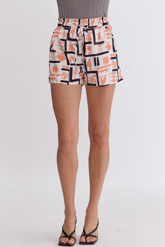 Printed high waisted shorts