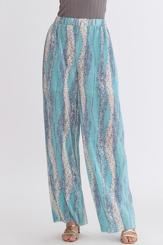 Textured high-waisted wide-leg pants