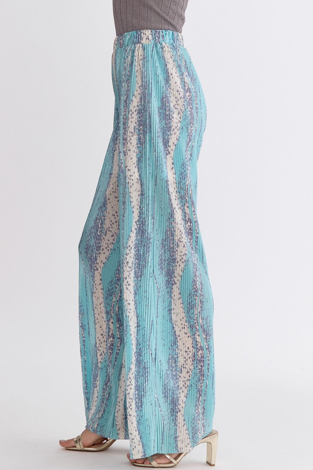 Textured high-waisted wide-leg pants