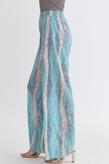 Textured high-waisted wide-leg pants