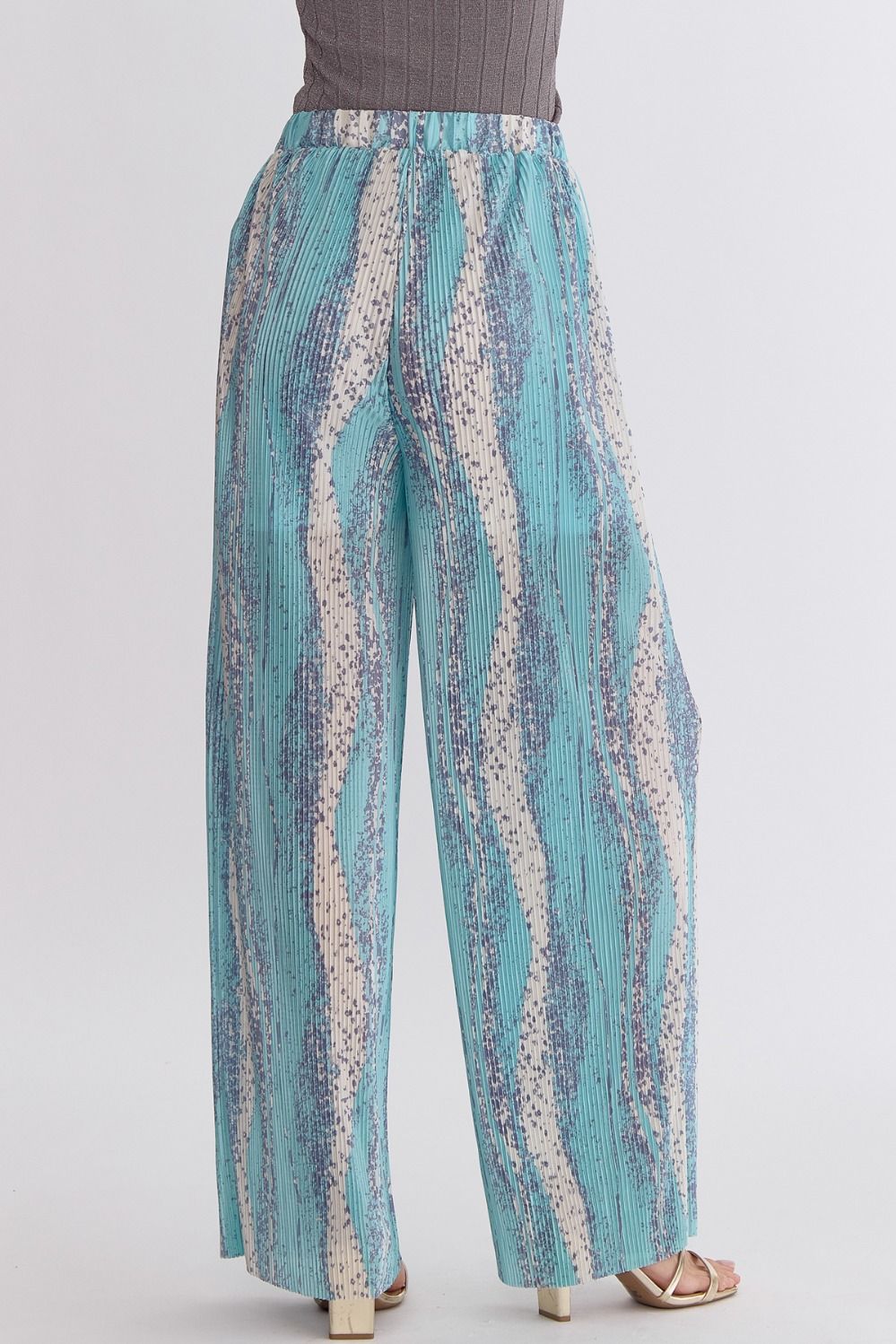 Textured high-waisted wide-leg pants
