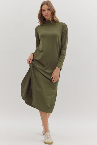 PRE ORDER - Effortless Edge Mock Neck Midi Dress