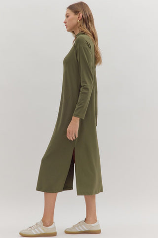 PRE ORDER - Effortless Edge Mock Neck Midi Dress