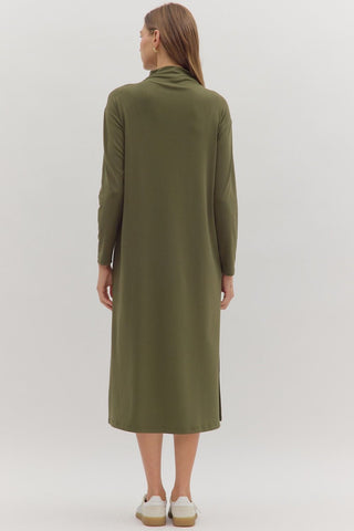PRE ORDER - Effortless Edge Mock Neck Midi Dress