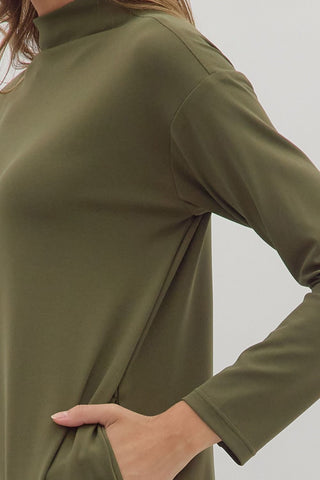 PRE ORDER - Effortless Edge Mock Neck Midi Dress