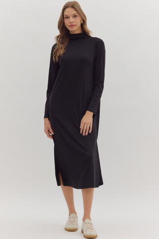 PRE ORDER - Effortless Edge Mock Neck Midi Dress