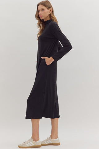 PRE ORDER - Effortless Edge Mock Neck Midi Dress