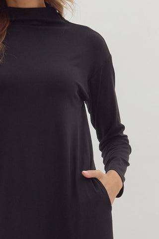 PRE ORDER - Effortless Edge Mock Neck Midi Dress