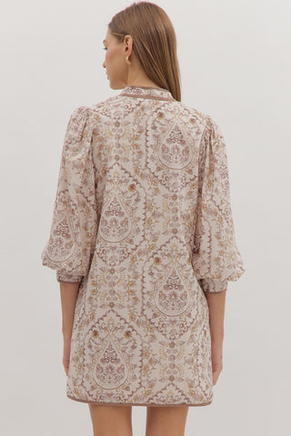 Blush Tapestry Zip Dress