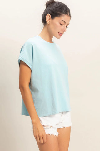 Capped Sleeve Mineral Wash T-Shirt