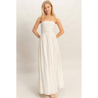 Strapless Tie-Back Smocked Dress