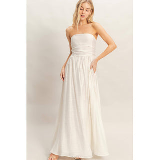 Strapless Tie-Back Smocked Dress