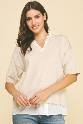 Pinch Ruffle Trim Top