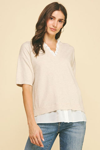 Pinch Ruffle Trim Top