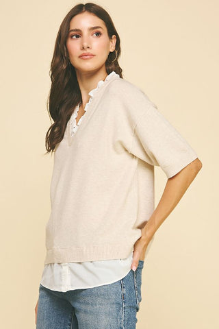 Pinch Ruffle Trim Top