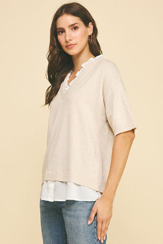 Pinch Ruffle Trim Top