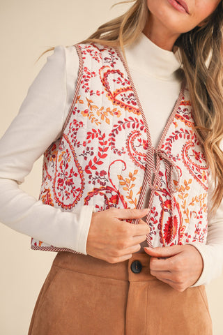 Paisley Floral Quilted Vest
