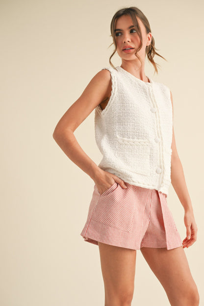 Striped high waist skort